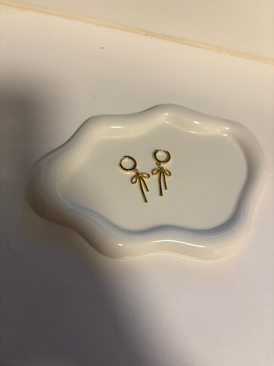 18k gold plated huggie hoop bow earrings