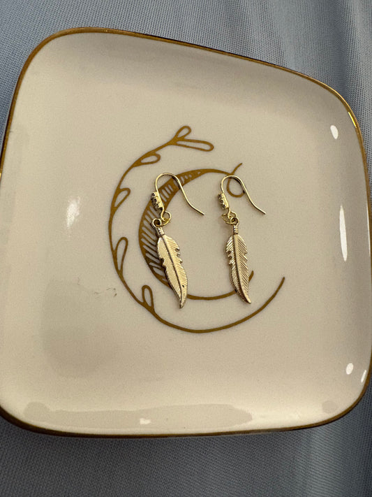 18k gold plated feather earrings