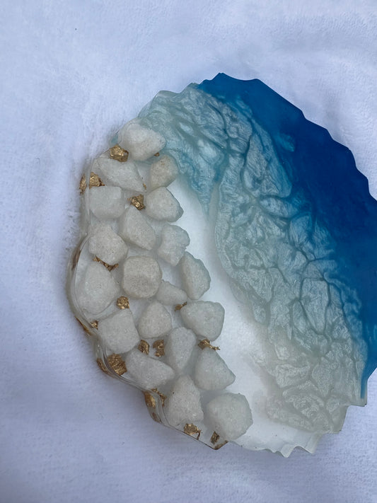 Beach themed resin coaster