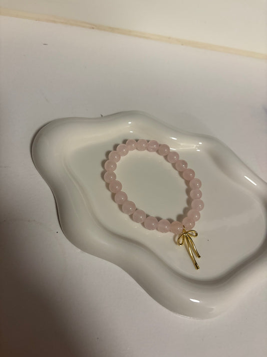Rose quartz bow bracelet