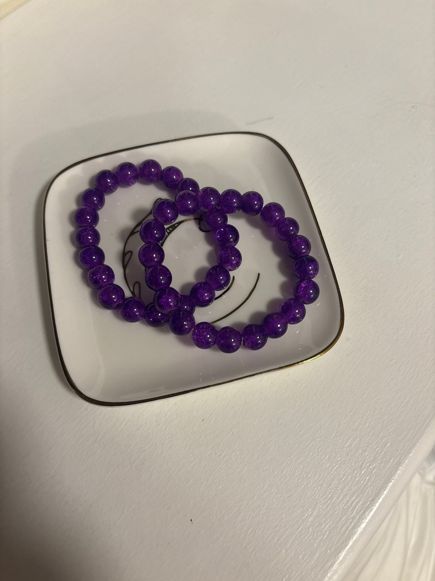 Purple glass beaded bracelet set