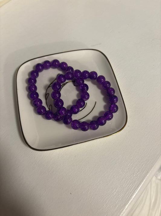 Purple glass beaded bracelet set