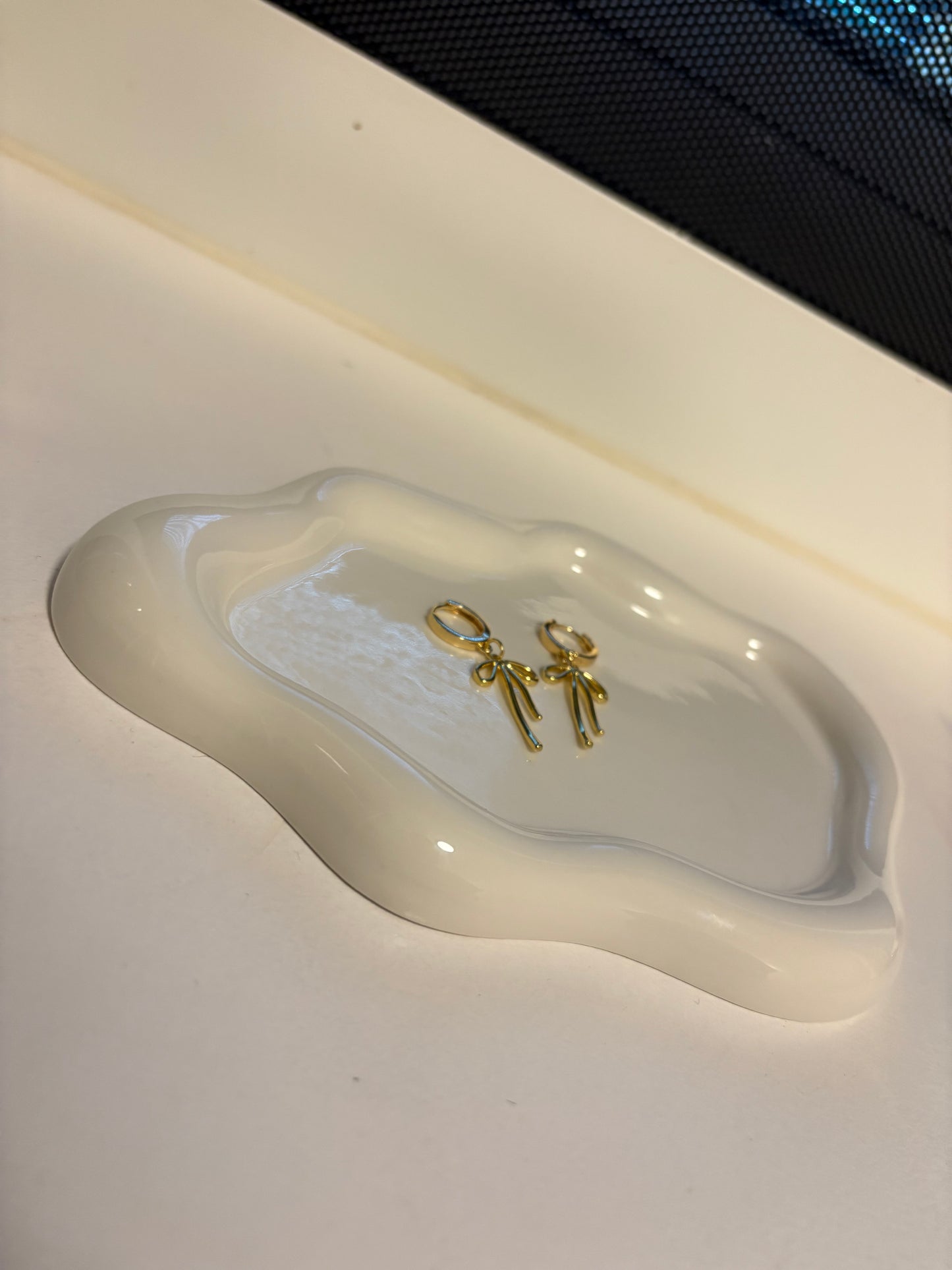 18k gold plated huggie hoop bow earrings