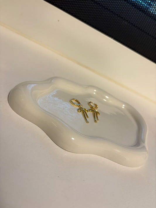 18k gold plated huggie hoop bow earrings