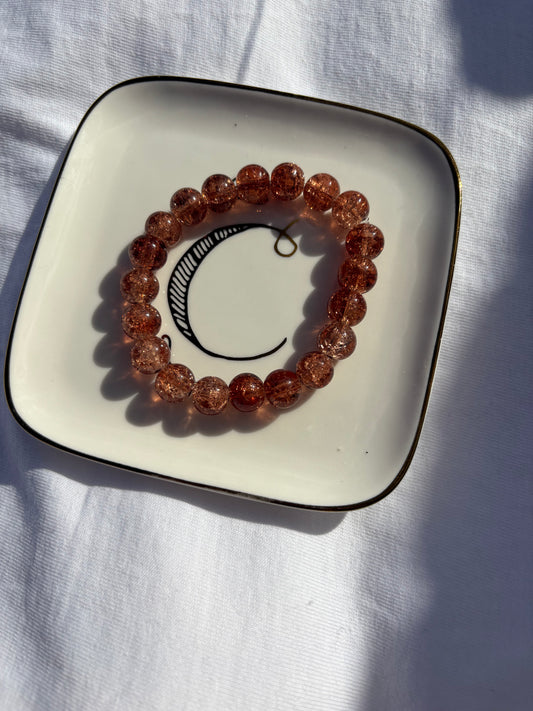 Brown/golden glass bead bracelet