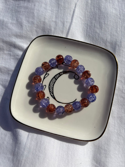 Brown/blue glass bead bracelet
