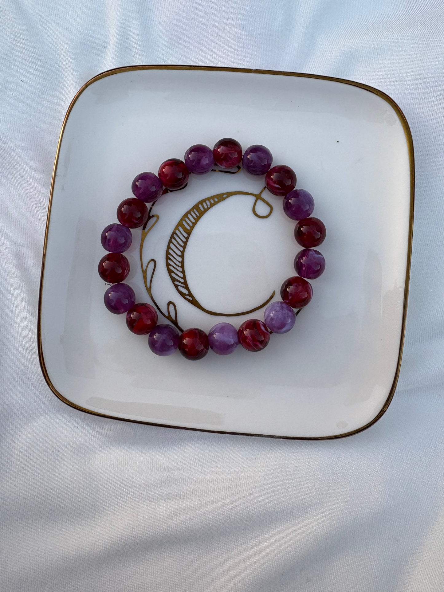 Purple and red beaded bracelet