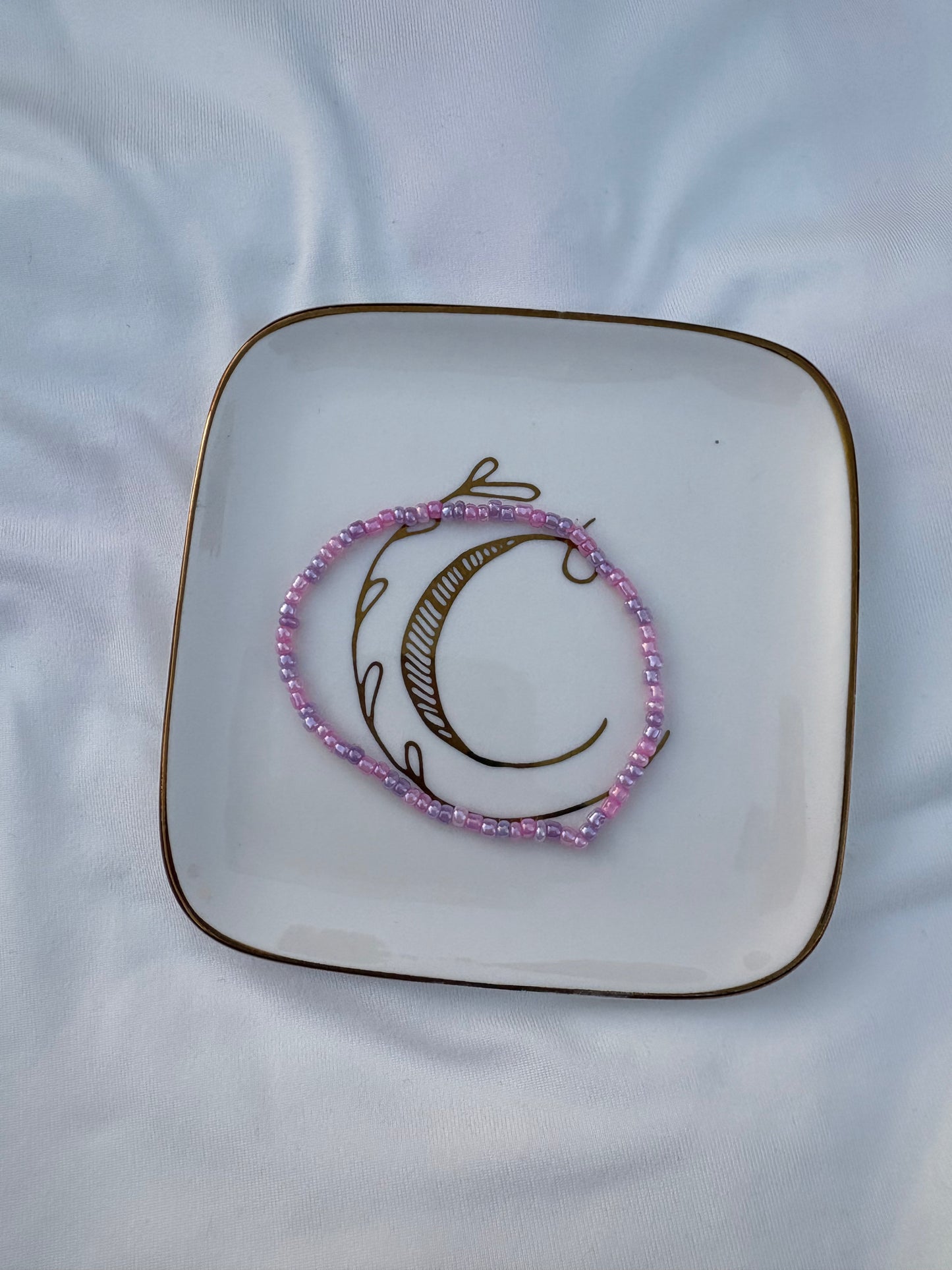 Purple and pink seed bead bracelet