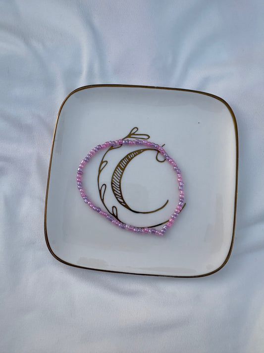 Purple and pink seed bead bracelet