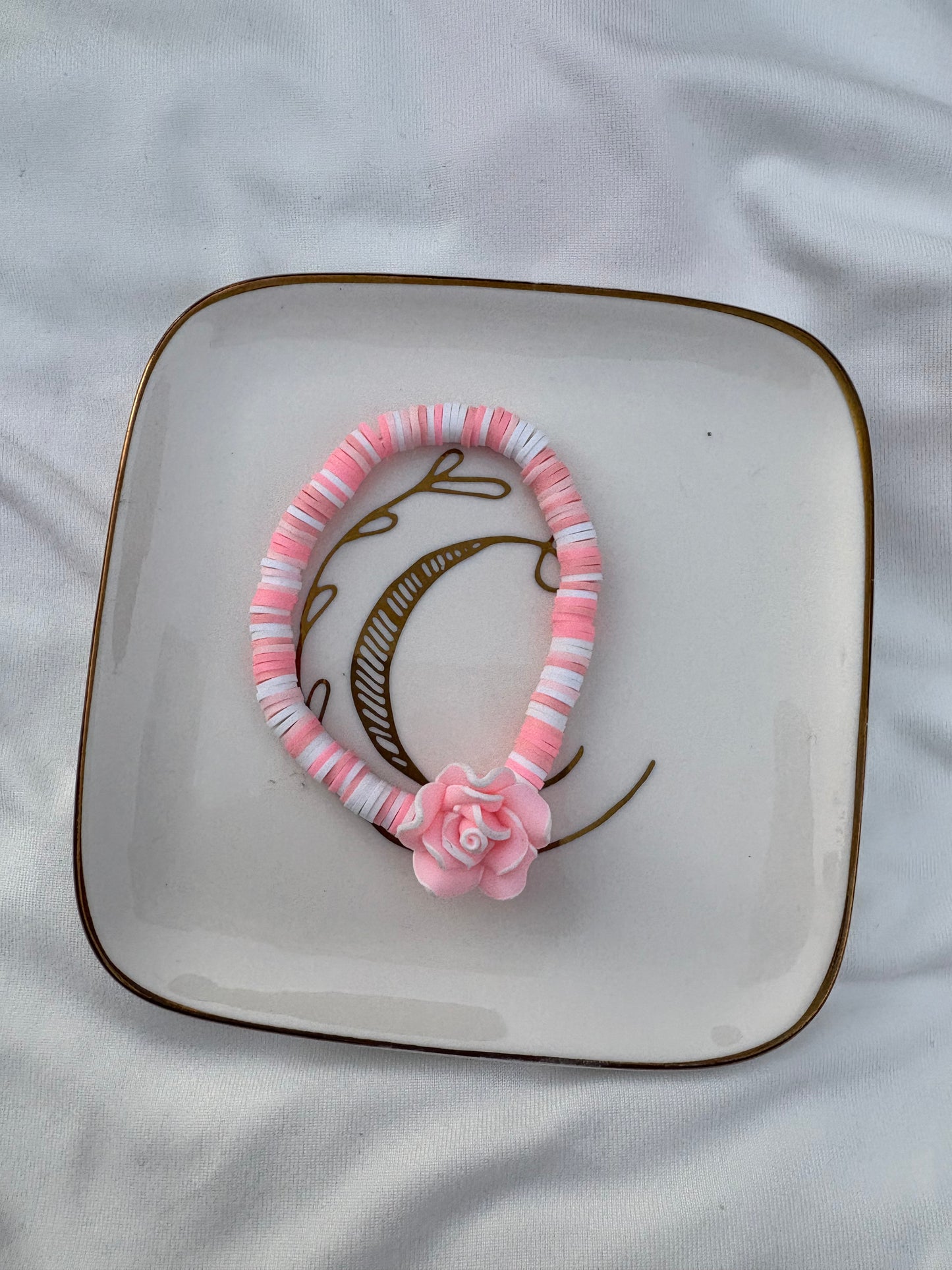 Pink flower bracelet