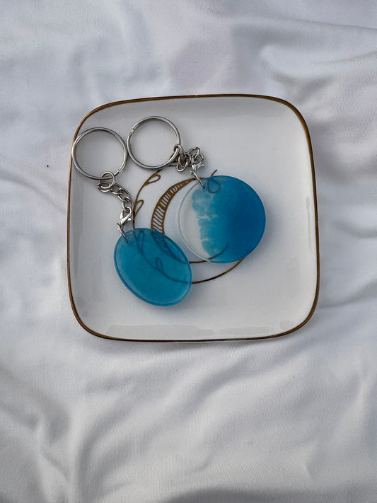 Blue resin keychain set