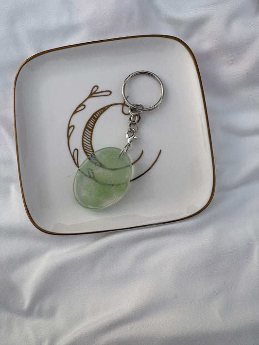 Green resin keychain