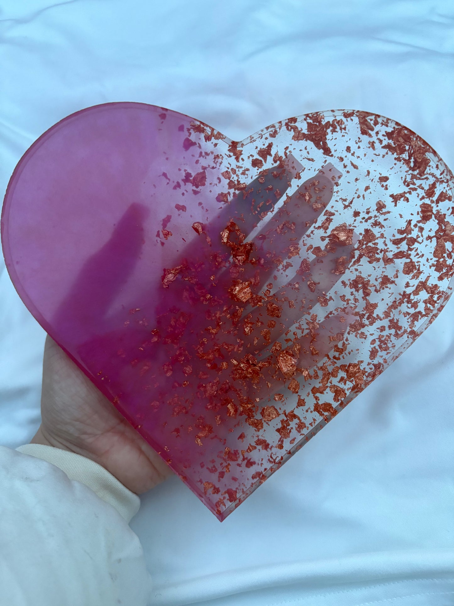 Pink resin heart.