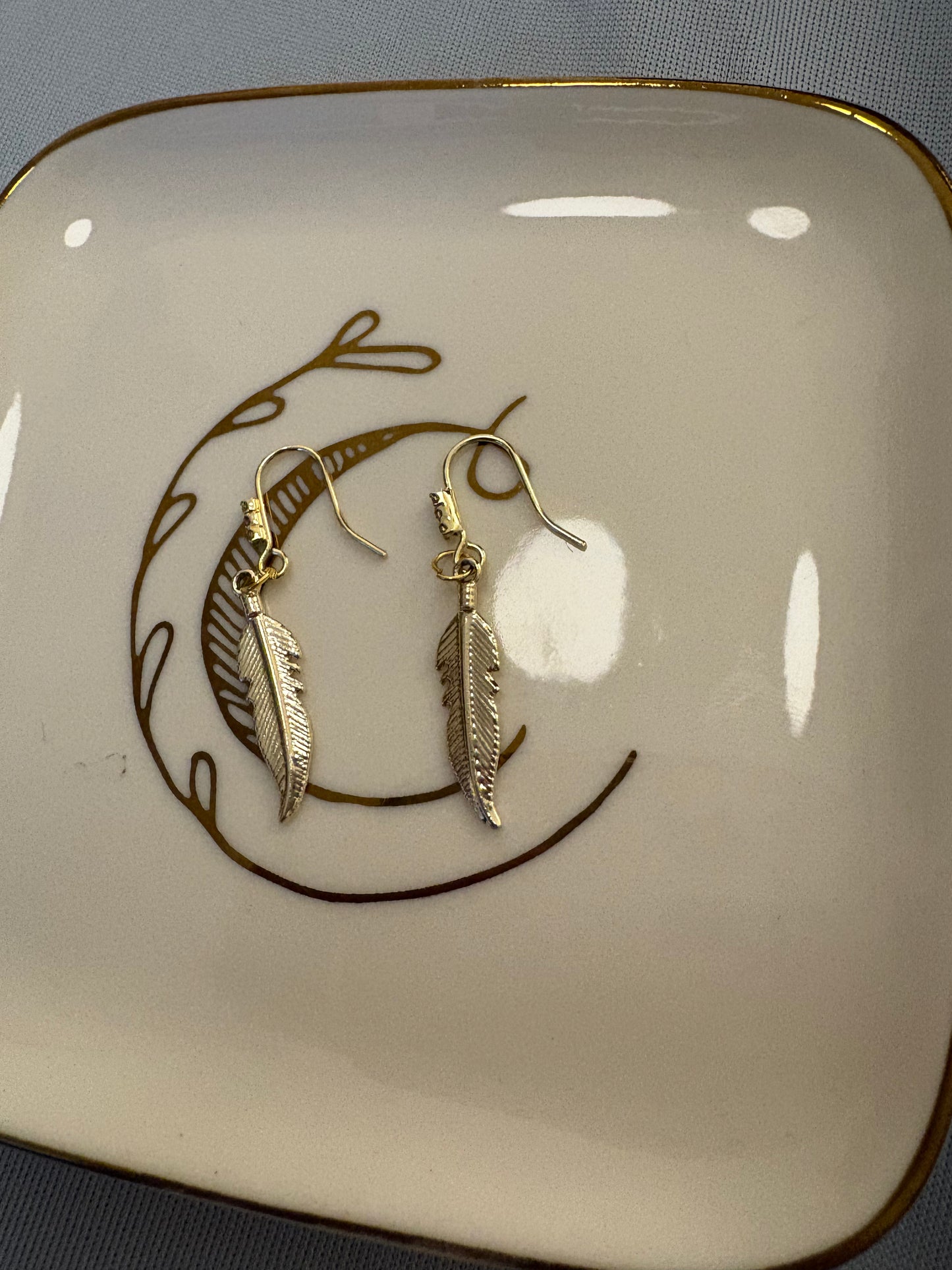 18k gold plated feather earrings