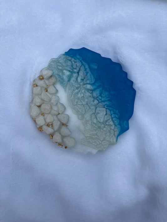 Beach themed resin coaster