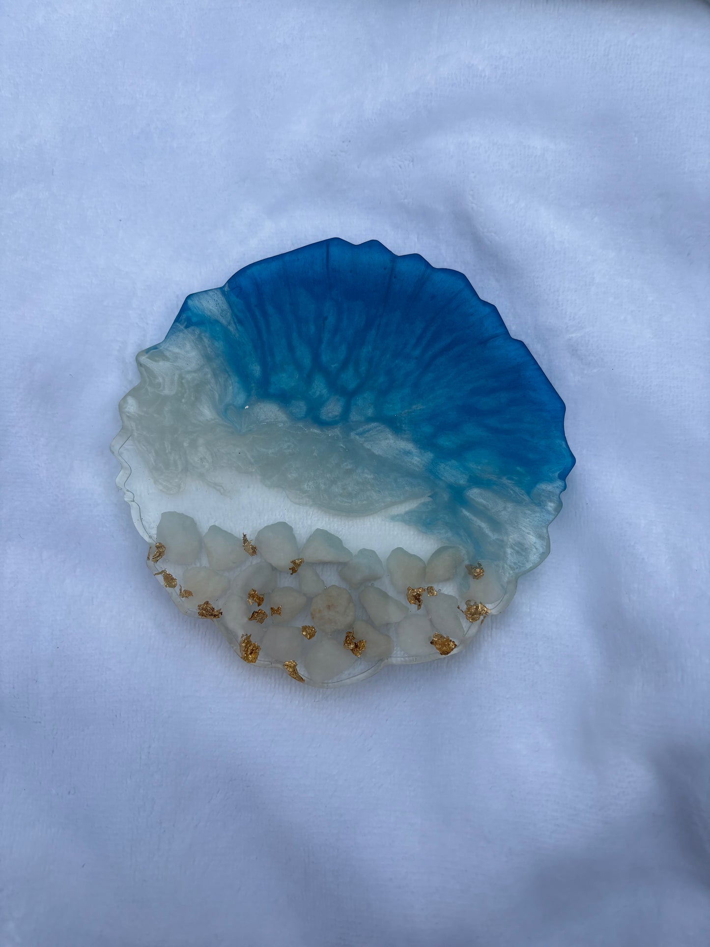 Beach themed resin coaster
