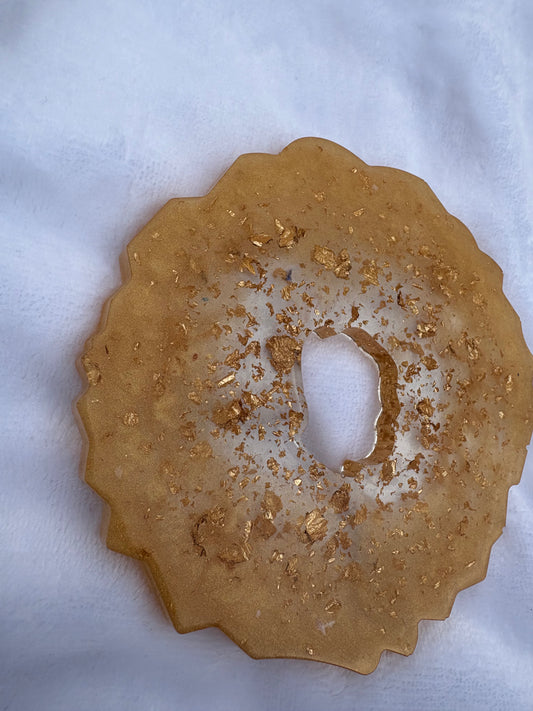 Gold resin coaster