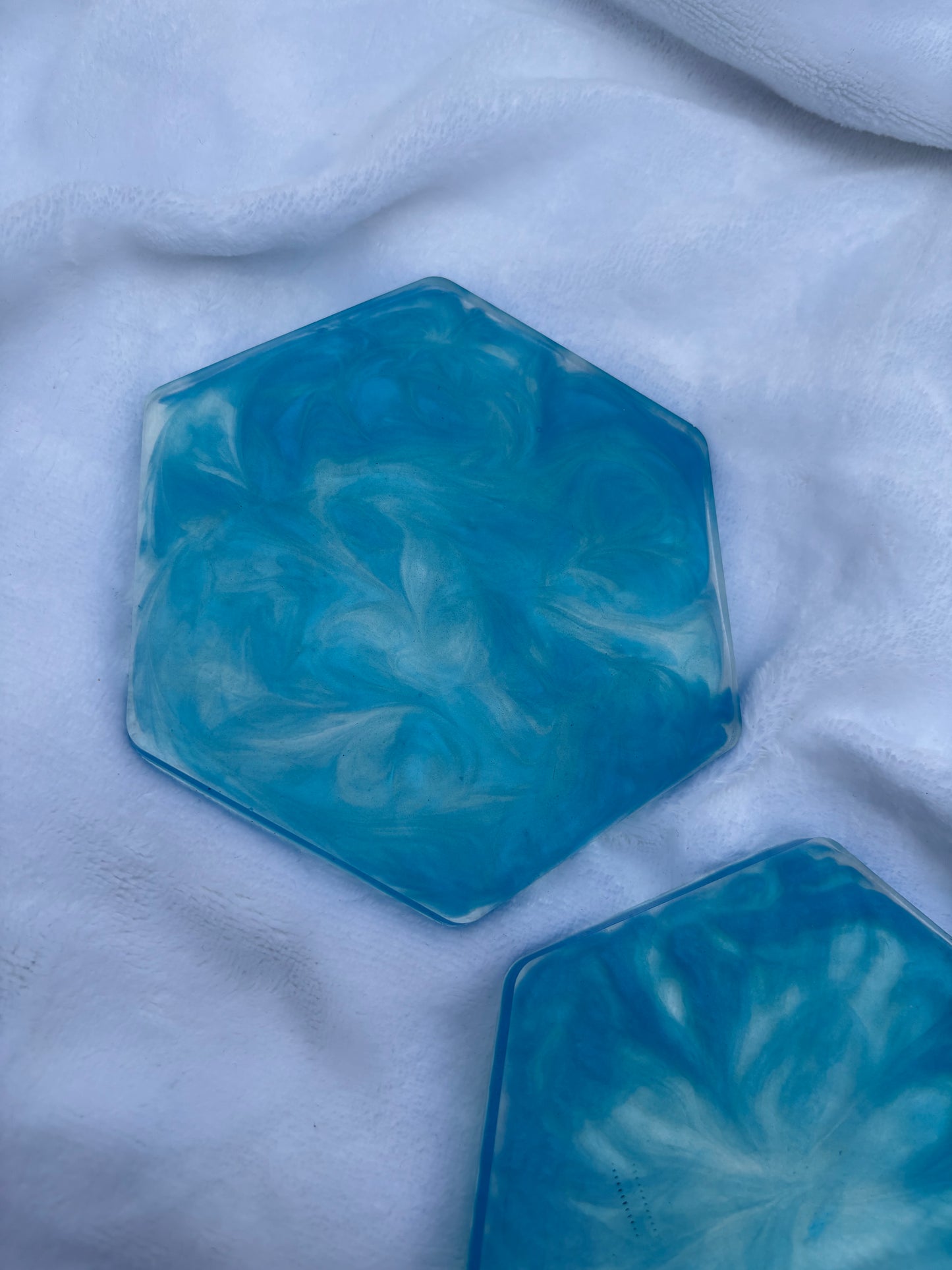 Blue resin coaster set