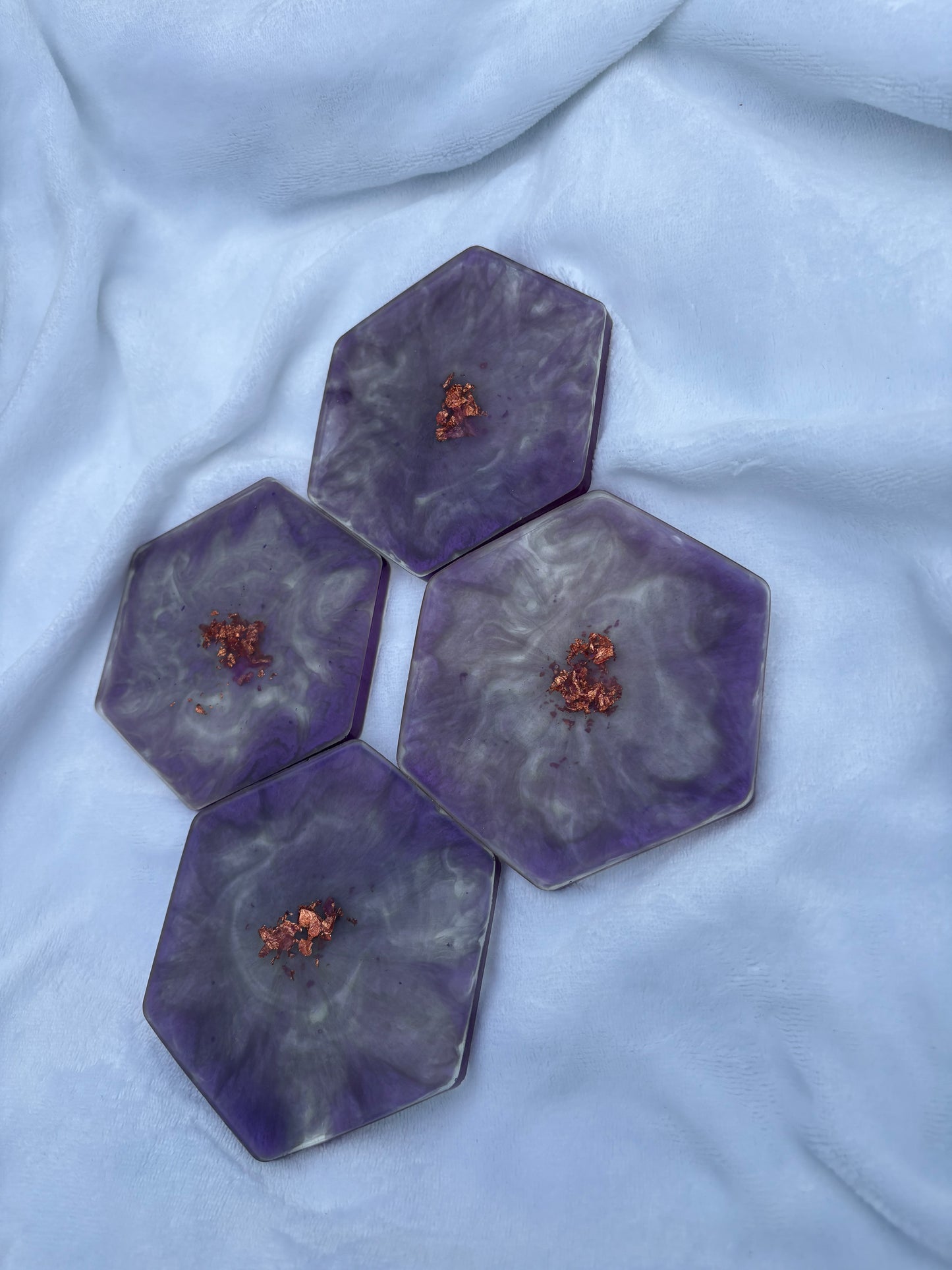Set of 4 purple resin coasters