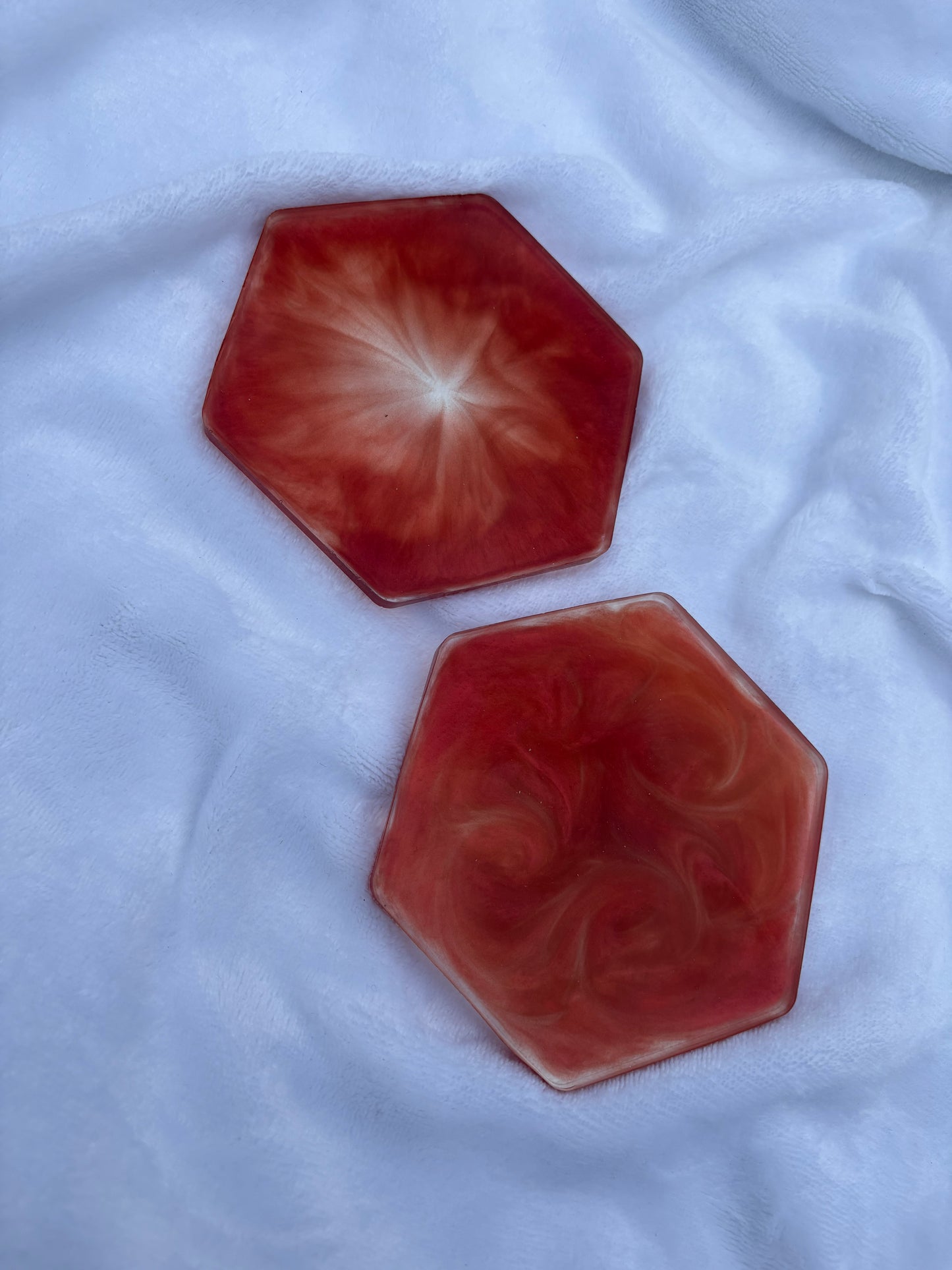 Red resin coaster set