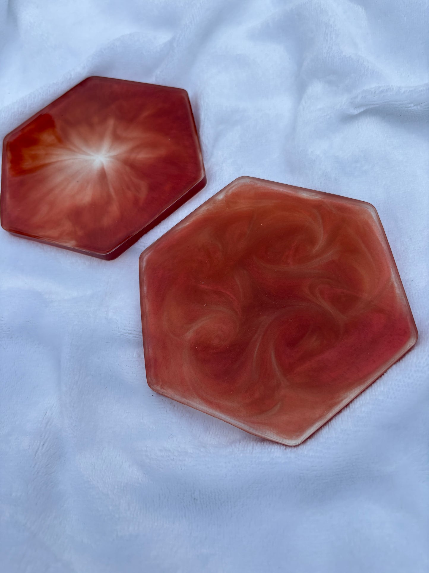 Red resin coaster set