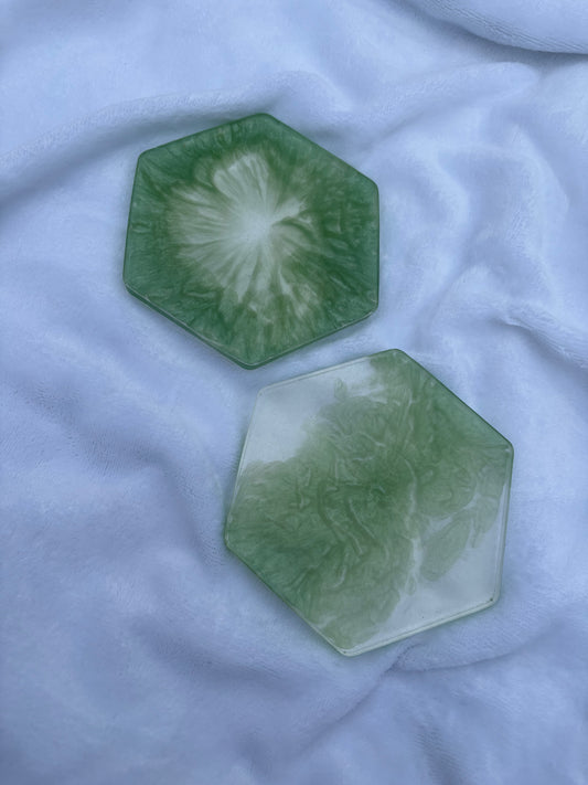 Green resin coaster set