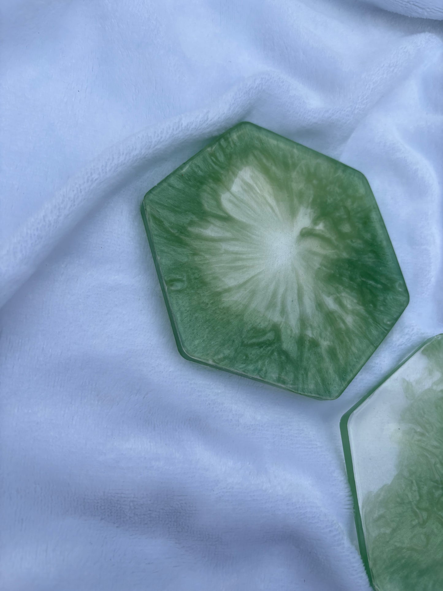 Green resin coaster set