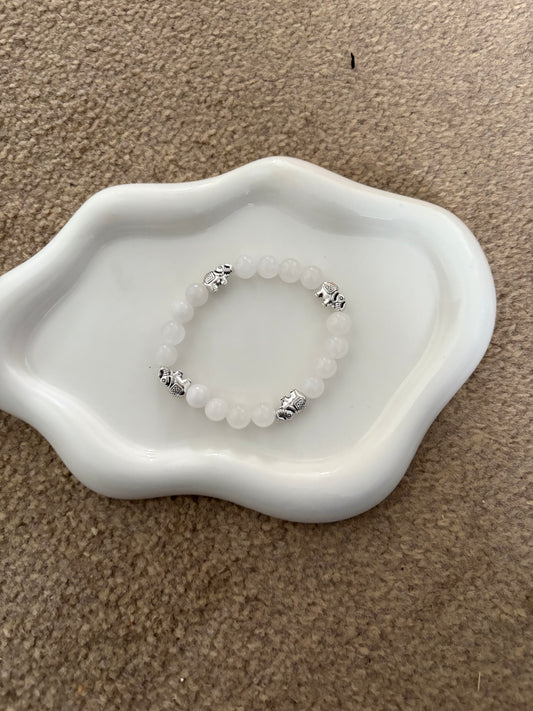 White jade stone, elephant bracelet