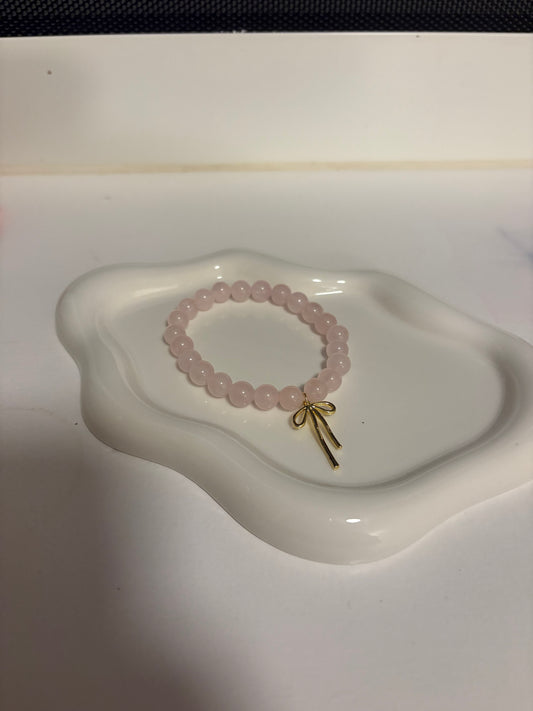 Rose quartz bow bracelet